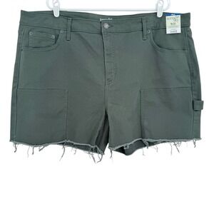 Terra & Sky Women's Raw Hem Stretch Dark Green Denim Shorts Plus Size 22W NWT